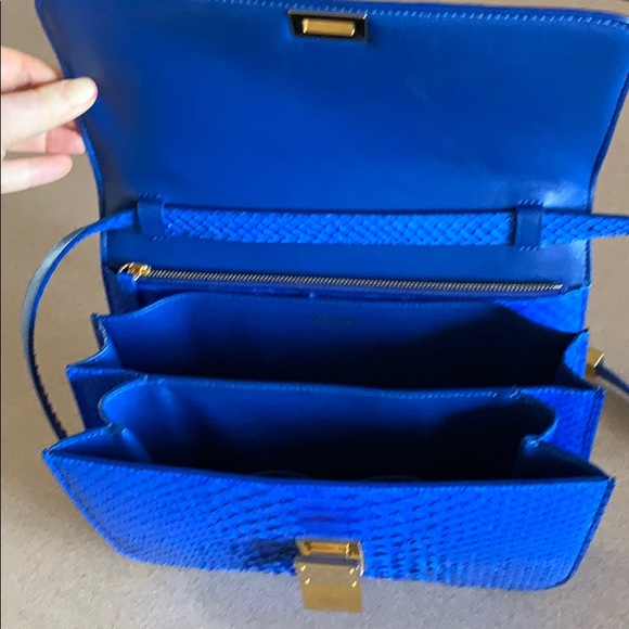 Celine blue python medium classic box bag - Picture 4 of 6